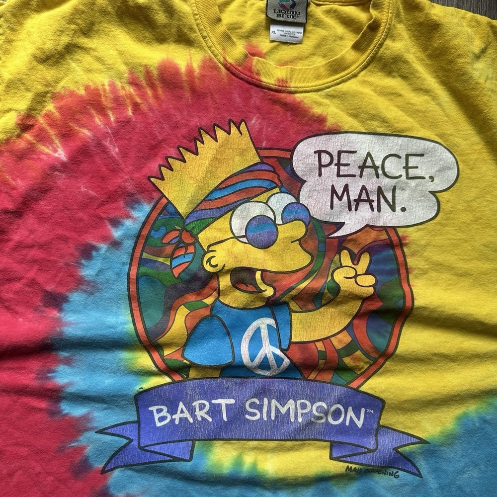 Liquid Blue Bart Simpsons Tie Dye T-Shirt XL 2013 USA Peace Man Vintage - Picture 2 of 8